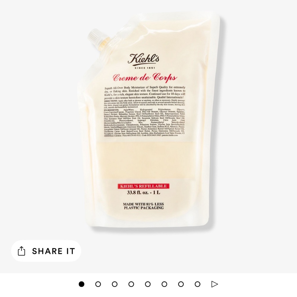 Kiehl's Creme de Corps Refillable Pouch